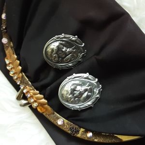 Vintage Art Nouveau Hand Engraved Sterling Silver "Victorian" Earrings